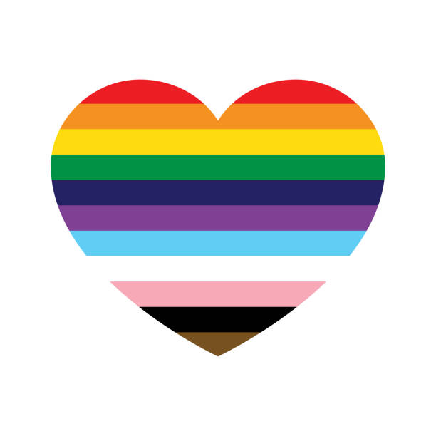 LGBTQ Pride Heart. Heart Shape with LGBT Progress Pride Rainbow Flag Pattern